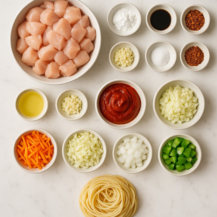 Easy Chicken Pasta Meal ingredients