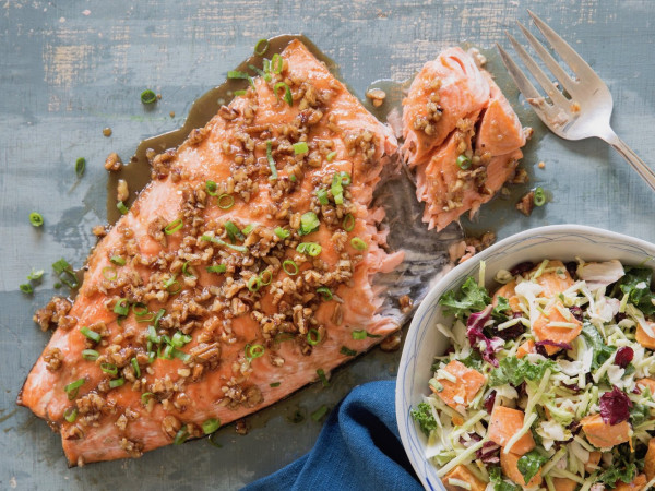 Oven-Baked Salmon Nuggets with Bourbon and Brown Sugar
