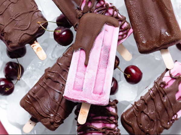 Cherry Popsicles Coated in Chocolate®