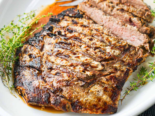 Juicy Marinated Skirt Steak Topped with Bleu Cheese