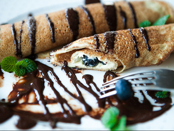 Crepes Made with Buckwheat and Light Whipped Coconut Cream