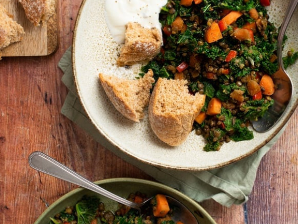 Lentils and Kale with a Garlic Twist