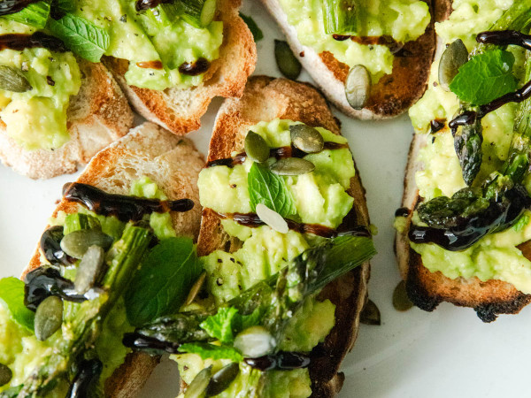 Blue Cheese and Asparagus Topped Avocado Toast