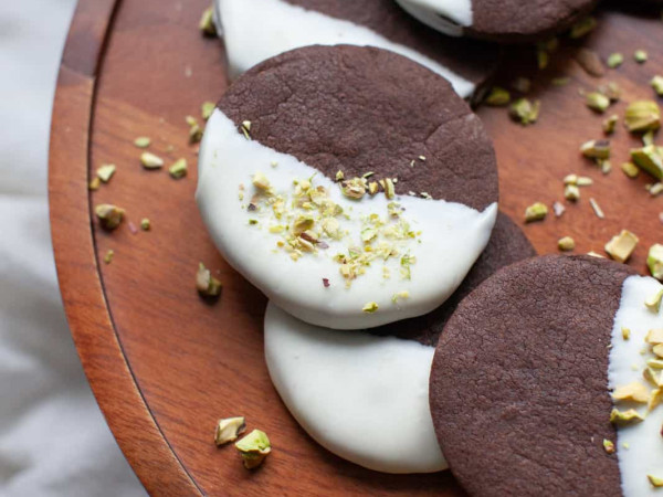 White Chocolate-Dipped Almond Cookies