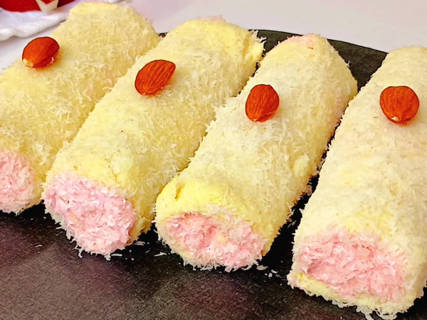 Fluffy cream-stuffed bread roll