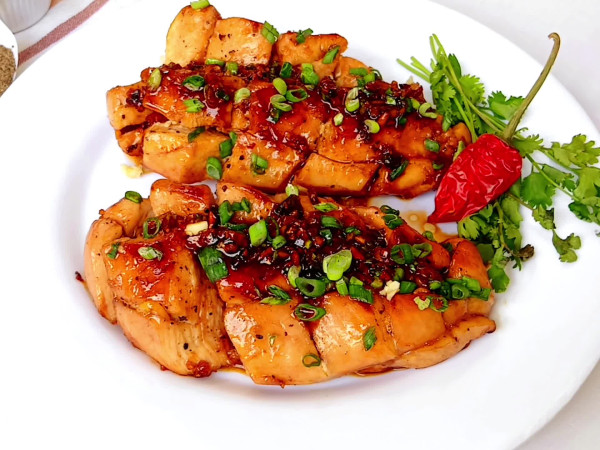 Chicken with honey and garlic glaze