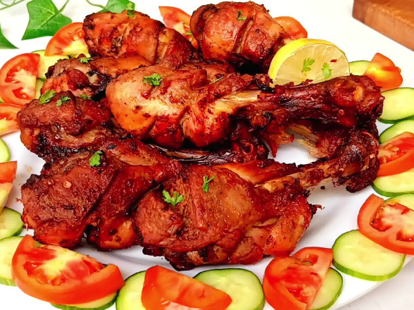 Air-fried chicken thighs