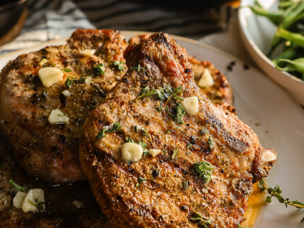 Single Serving Garlic-Herb Pork Chop Dinner