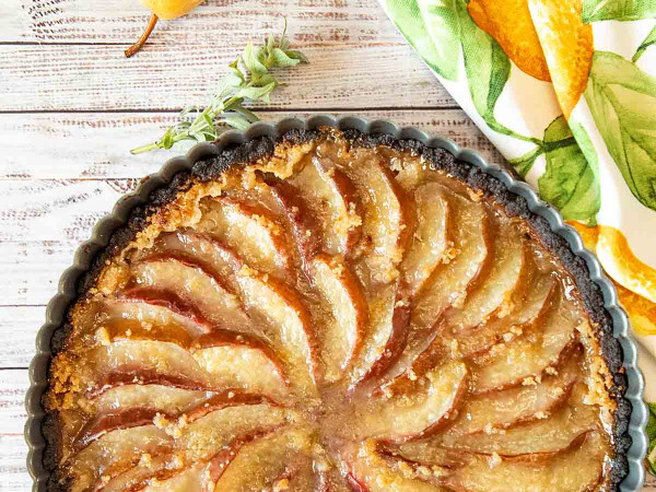 Graham Cracker Crust Pear-Almond Tart