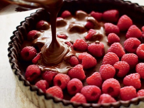 Raspberry Tart with Triple Chocolate Delight
