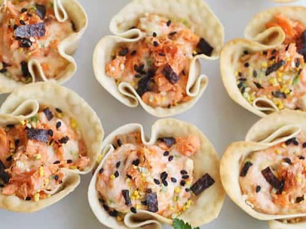 Oven-Baked Salmon Wontons