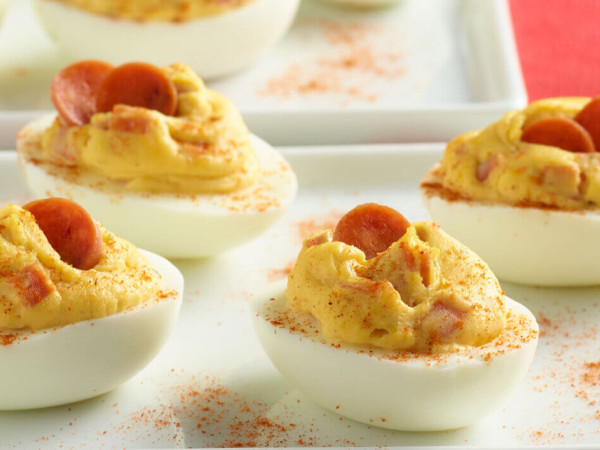 Pepperoni-Stuffed Eggs