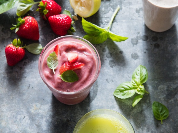 Basil-Infused Strawberry Milkshake