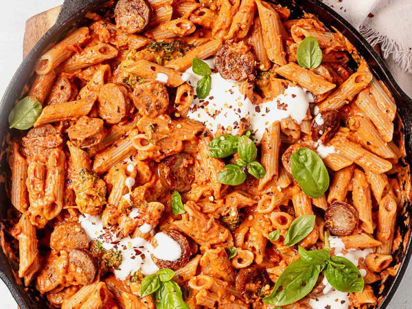 Creamy Pasta with Chicken, Sausage, and Vegetables