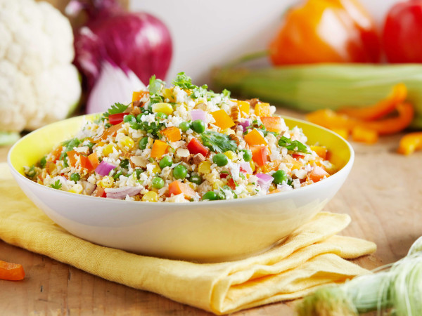 Cauliflower Rice Salad with Chopped Veggies