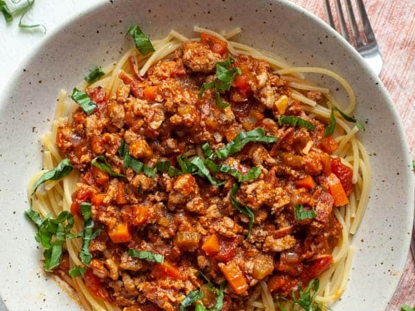 Fast Linguine with Turkey Ragu for Two
