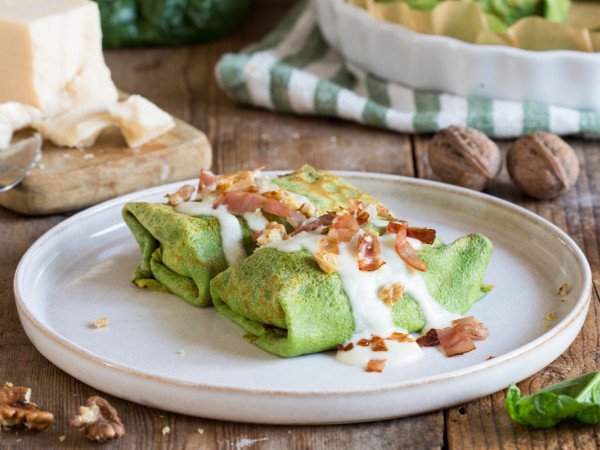 Delicious Pumpkin Crepes with Rich Fontina Cheese Sauce