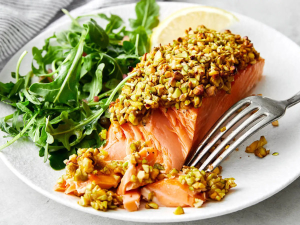 Pistachio-Crusted Salmon Roasted to Perfection