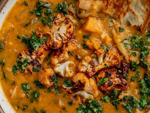 Plant-Based Sweet Potato and Cauliflower Soup