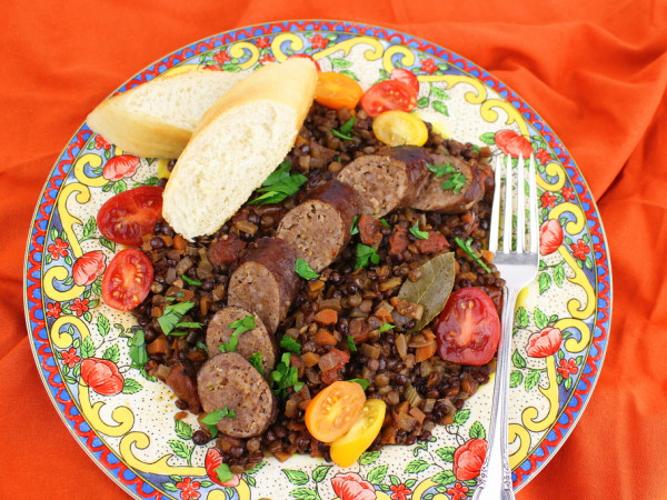 Braised Beans Served with Cotechino