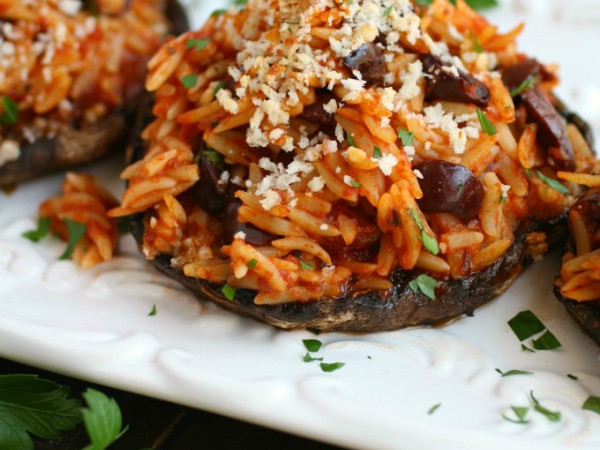 Stuffed Portobello Mushrooms with Chicken and Orzo