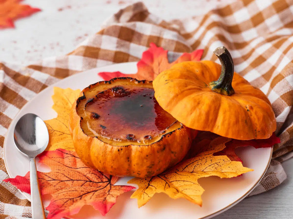 Pumpkin Creme Brulee with Less Sugar