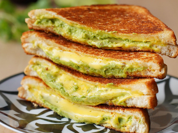 Avocado Toast Topped with Grilled Cheese