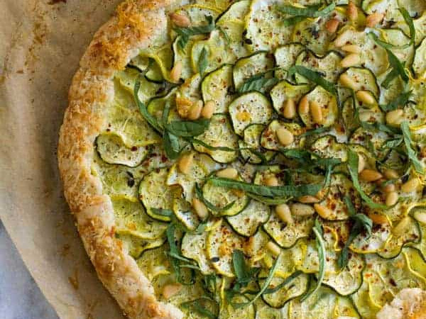 Naan with Spiralized Yellow Squash and Ricotta