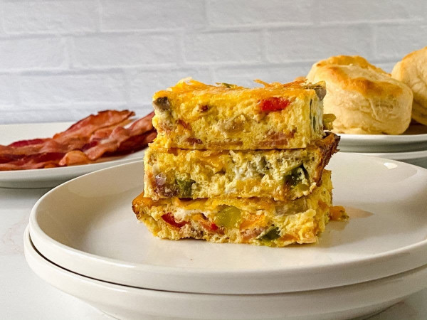 Cheesy Vegetable and Bacon Frittata Made with Egg Whites