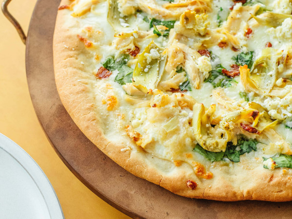Cauliflower Pizza with Bacon and Artichokes