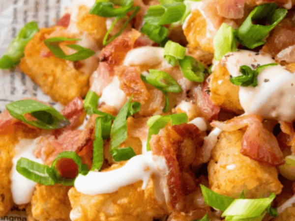 Tater Tot® Dressing with Chorizo and Bacon Made in an Air Fryer