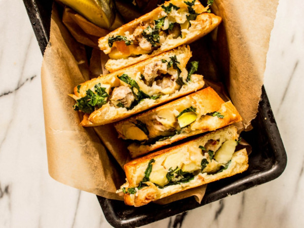 Sandwich with Grilled Cheese, Apples, and Thyme