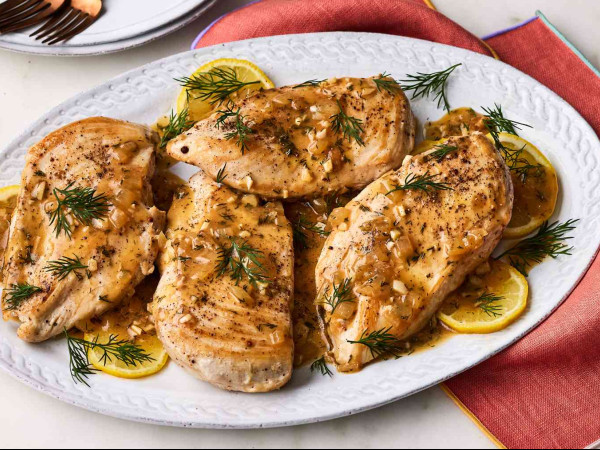 Lemon-Dill Sauce Stuffed Chicken Breasts