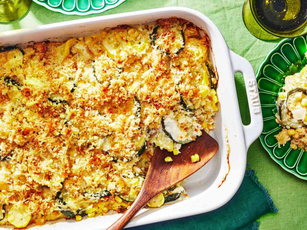 Casserole with Zucchini, Squash, and Corn