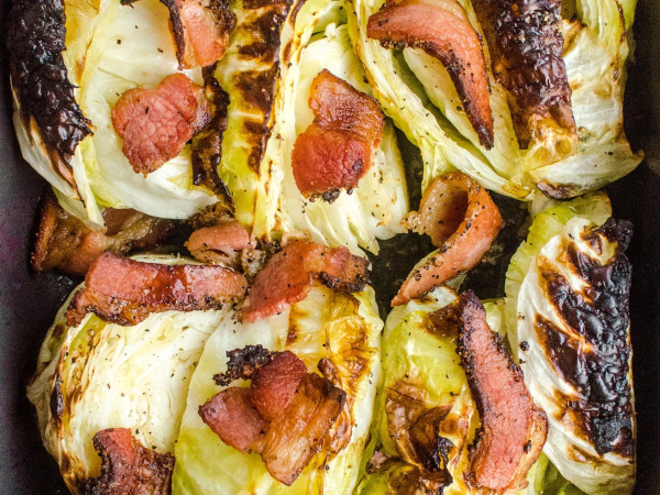 Roasted Cabbage with Crispy Bacon