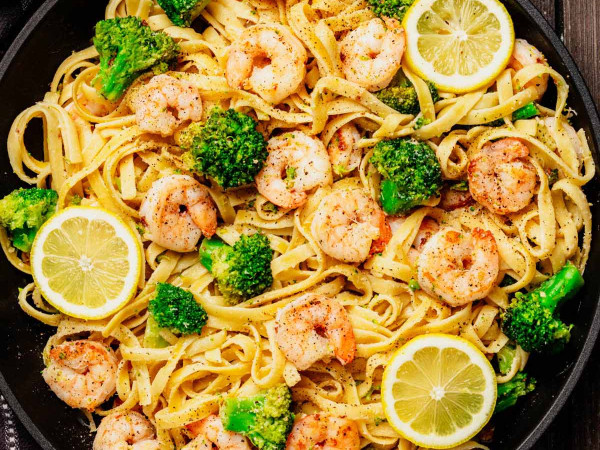 Shrimp Scampi with Broccoli Noodles for a Keto Diet