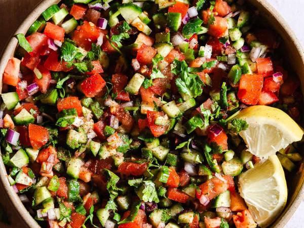 Kachumbar with Tomatoes and Cucumbers