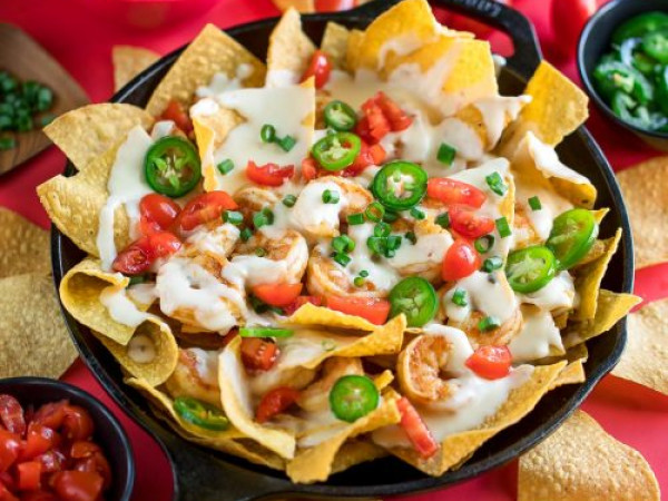Shrimp Nachos with a Kick of Jalapeno