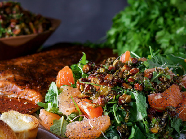 Vibrant Salmon Salad with Fruits