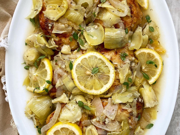 Chicken with Artichoke Hearts in a Lemon Sauce