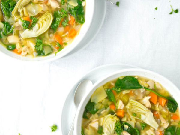 Grilled Chicken Artichoke Soup
