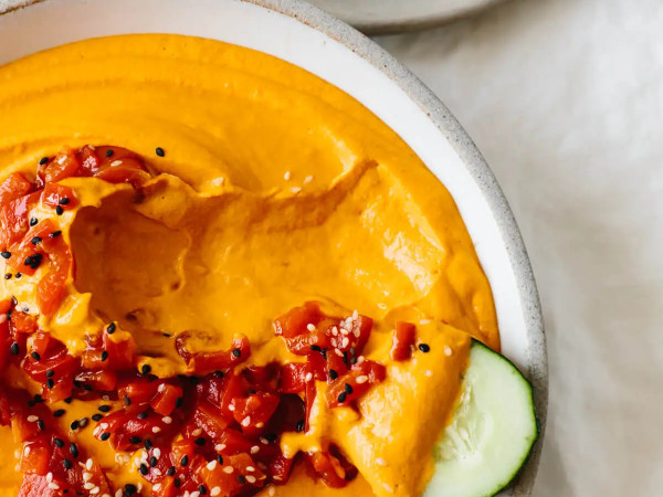 Fiery Hummus with Three Peppers