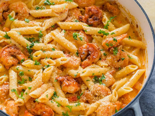 Shrimp Pasta in a Creamy Cajun Sauce