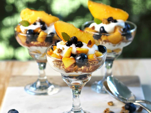 Orange and Blueberry Yogurt Parfaits for Breakfast