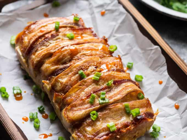 Buffalo Meatloaf Wrapped in Bacon