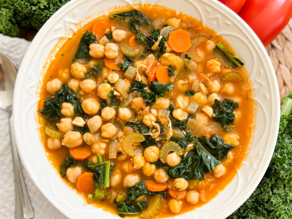 Spicy Chickpea and Kale Soup for April