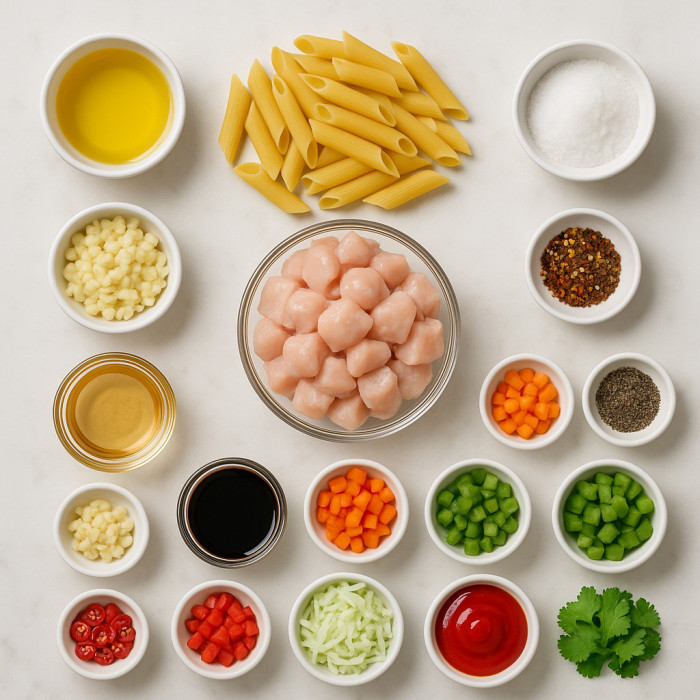 Chicken and Penne Pasta Dish ingredients