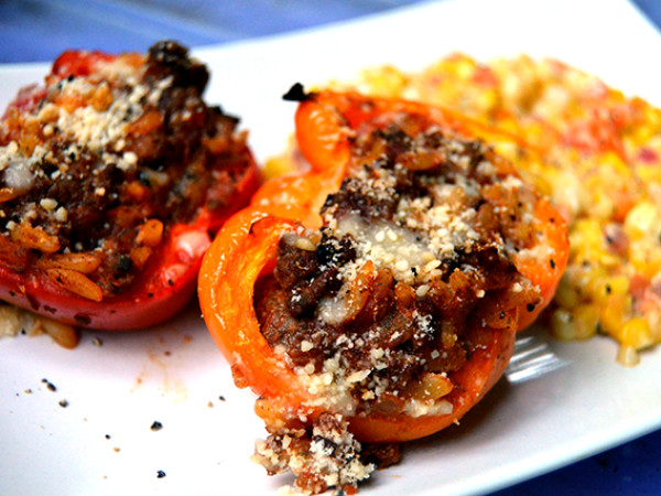 Bison and Brown Rice-Filled Peppers