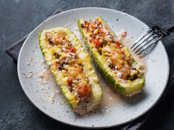 Zucchini Boats Filled with Mediterranean Goodness
