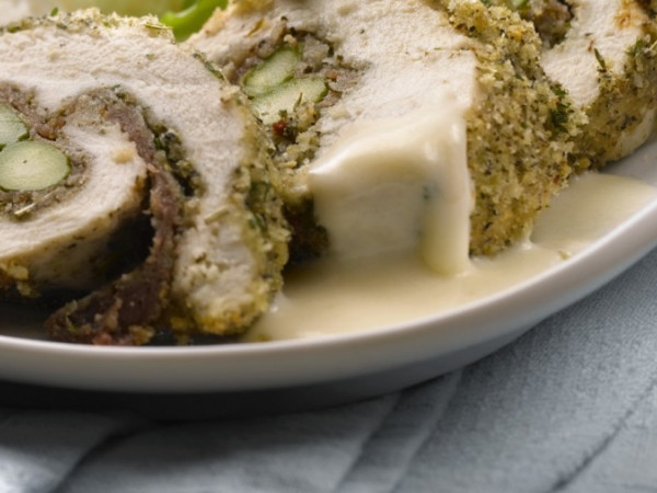 Asparagus Roasted and Topped with Smoky Gouda Sauce